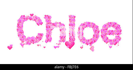 Name set with hearts decorative lettering type design Stock Photo