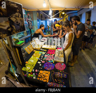 Artist's market, evening market in Alaior, island Menorca, the Balearic Islands, Spain Stock Photo