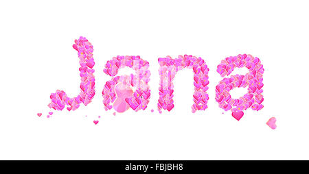 Name set with hearts decorative lettering type design Stock Photo