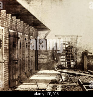 Slave pen used to house human slaves awaiting auction by Price Birch & Company (previously Franklin and Armfield), the largest slave trading firm in the antebellum south situated on Duke Street, Alexandria, Virginia USA with access to the Potomac River. This photograph was taken in 1861 during the American Civil War, after the surrender it was used by Union Soldiers as a jail. The pens were demolished in 1870 and a building named 'Freedom House' now occupies the site. Stock Photo