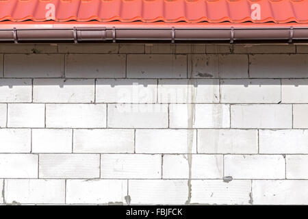 White block bricks of a newly built house. Stock Photo