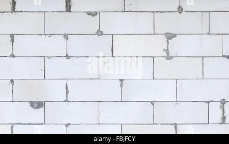 White block bricks of a newly built house. Stock Photo