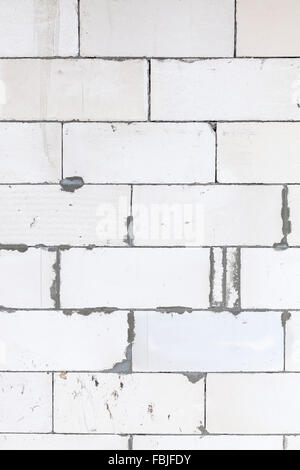 White block bricks of a newly built house. Stock Photo