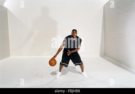 LOS ANGELES, CA – JUNE 12: NBA basketball player Gilbert Arenas in Los Angeles, California on June 12, 2003. Stock Photo