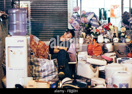 HONG KONG - FEB 21: It is the night market in Sham Shui Po district in Hong Kong Kong on 21 February 2015. Stock Photo