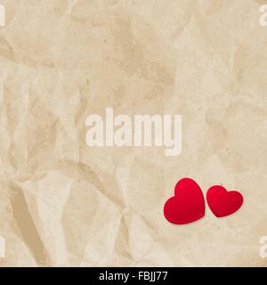 Red hearts on vintage paper. EPS 10 Stock Vector