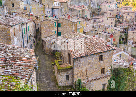 Medieval buildings in Etruscan town, Sorano. Stock Photo