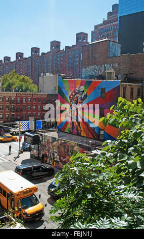 New York: mural by Eduardo Kobra celebrating one of the most iconic photographs of all time, the 1945 V-J Day In Times Square by Alfred Eisenstaedt Stock Photo