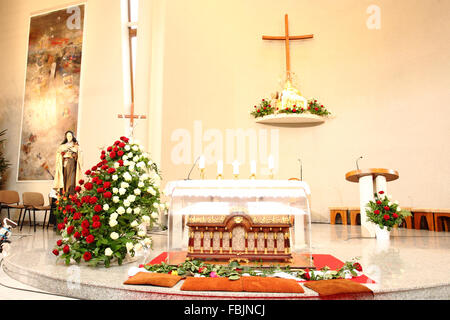 The relics of St. Therese of Lisieux at Lady of Seven Sorrows church, Bratislava, Slovakia. Stock Photo