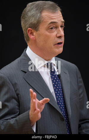 Nigel Farage Leader of the UK Independence Party (UKIP) speaks. Stock Photo