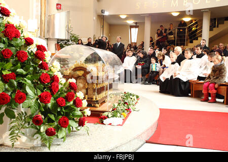 The relics of St. Therese of Lisieux at Lady of Seven Sorrows church, Bratislava, Slovakia. Stock Photo