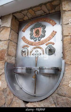 The famous wine fountain at the Bodegas Irache in Ayegui - Navarre, Spain. Stock Photo