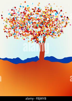 Valentine tree, love, leaf from hearts. EPS 8 Stock Vector
