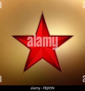 illustration of a red star on gold. EPS 8 Stock Vector