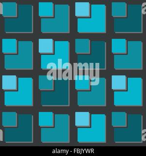 seamless pattern with blue squares simple ornament over gray background. vector geometric wallpaper design Stock Vector