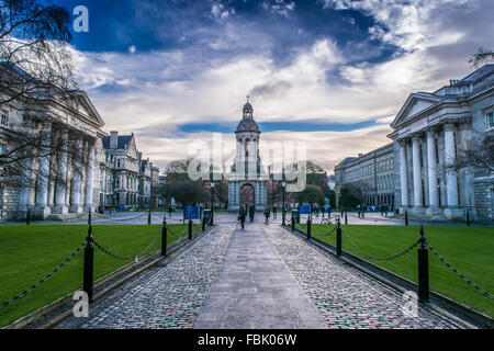 The front square of Trinity College in Dublin, Ireland Stock Photo