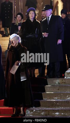 Oslo, 17-01-2016 King Carl Gustav, Queen Margrethe and Queen Silvia 25th anniversary of the ascension to the Norwegian throne of Their Majesties King Harald and Queen Sonja ?Gala performance in the University Aula RPE/Albert Nieboer/Netherlands OUT - NO WIRE SERVICE - Stock Photo