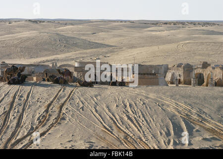 NEFTA; TUNISIA - DEC 8; Original movie scenery for Star Wars film in the Sahara desert; Tunisia December 08; 2004 Stock Photo