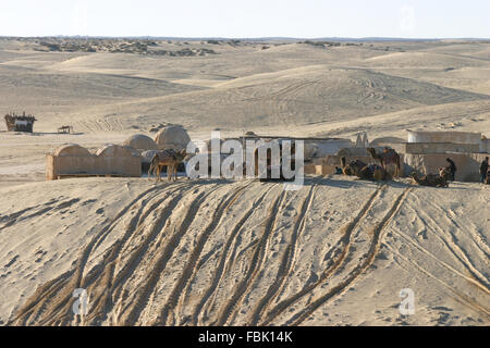 NEFTA; TUNISIA - DEC 8; Original movie scenery for Star Wars film in the Sahara desert; Tunisia December 08; 2004 Stock Photo