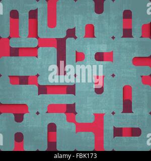 seamless pattern with abstract ornament over old, grunge paper texture. vector fashion, geometric background design Stock Vector
