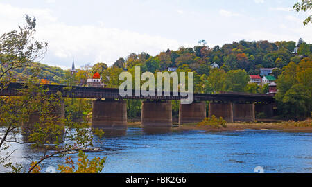 Railway bridge over Shenandoah River at Harpers Ferry in West Virginia. USA. Stock Photo