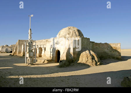 NEFTA; TUNISIA - DEC 8; Original movie scenery for Star Wars film  in the Sahara desert; Tunisia December 08; 2004 Stock Photo