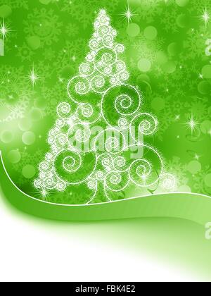 Christmas halftone tree on a green. EPS 8 Stock Vector