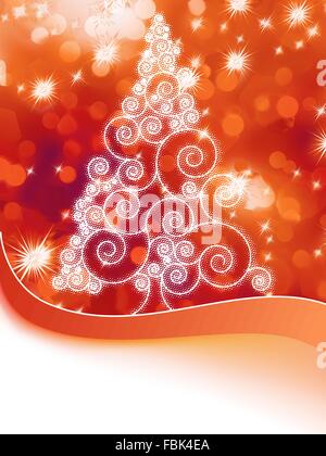 Christmas halftone tree on a orange EPS 8 Stock Vector
