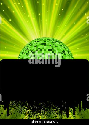 Disco ball poster with burst rays. EPS8 Stock Vector