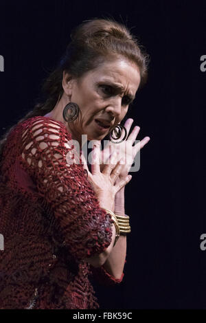 Actress Ana Belen gives life to a sorceress in the play 'Medea' at the Teatro de La Abadía theatre in Madrid  Featuring: Ana Belen Where: Madrid, Spain When: 17 Dec 2015 Stock Photo
