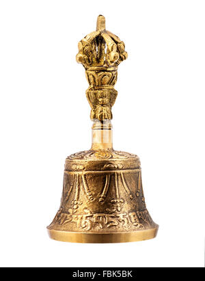 A small ancient Indian bell isolated. Stock Photo