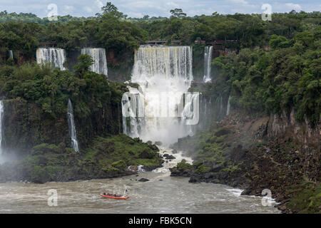 Crowds at the Foz do Iguacu, as seen from the Brazilian side looking towards the Argentinian side. Stock Photo