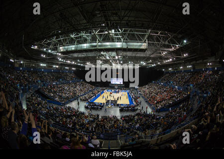 Birmingham, UK, 17th January, 2016. Newcastle Eagles vs Leicester Riders in the  BBL Cup Final 2016 at the Barclaycard Arena. Newcastle Eagles win 94-82. copyright Carol Moir/Alamy Live News. Stock Photo