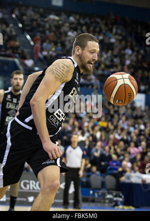 Birmingham, UK, 17th January, 2016. Newcastle Eagles vs Leicester Riders in the  BBL Cup Final 2016 at the Barclaycard Arena. Newcastle Eagles win 94-82. copyright Carol Moir/Alamy Live News. Stock Photo