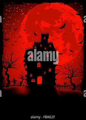 Scary Halloween Castle with Copy Space. EPS 8 Stock Vector