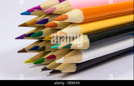 Stack of pencils on white background Stock Photo