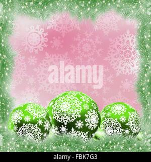 Green and pink christmas card. EPS 8 Stock Vector