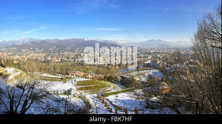 Panoramic view of Bergamo city, Italy Stock Photo