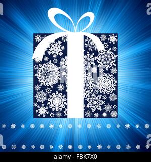 Blue burst with gift box. EPS 8 Stock Vector