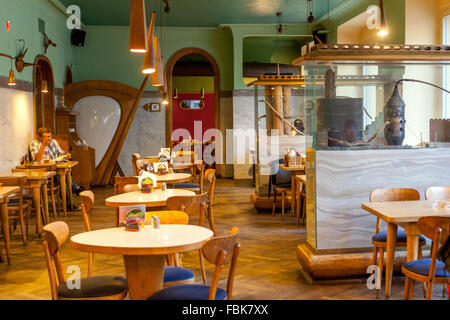 Prague Cafe inside bar Palac Akropolis, Zizkov, Prague, Czech Republic Stock Photo