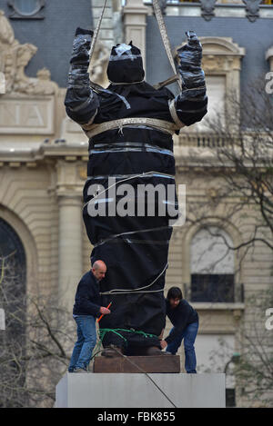 Installation of the monument honoring Argentine former President Juan Domingo Peron, a populist who became a national icon. Stock Photo