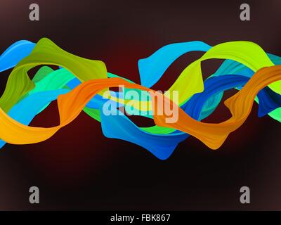 Shiny color waves over dark backgrounds. EPS 8 Stock Vector