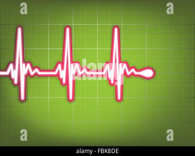 Heart cardiogram with shadow on green. EPS 8 Stock Vector