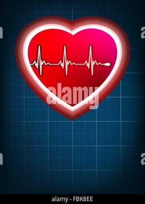 Abstract heart beats cardiogram on blue. EPS 8 Stock Vector