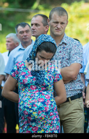 young couple iduring a religious ceremony in the district of Maramures, Romania Stock Photo