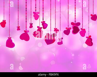 Valentine's Day with hearts on ribbons. EPS 8 Stock Vector