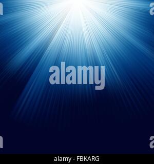 Blue bursting star isolated in black space. EPS 8 Stock Vector