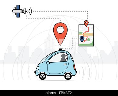 Self-driving car infographic illustration Stock Vector