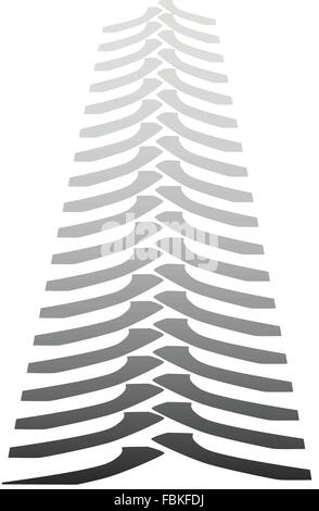 Tractor tyre marks isolated over a white background Stock Vector