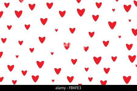 A background of falling red hearts over a white background Stock Vector